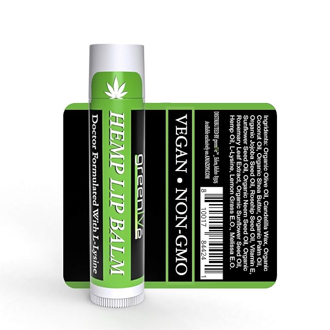 GreenIVe Hemp Lip Balm, Vegan, Omegas Hydrating