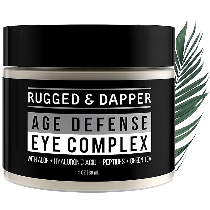 RUGGED & DAPPER Premium Men's Eye Cream | Age Defense for Dark Circles, Wrinkles & Puffy Eyes | Unscented | Hyaluronic Acid, Aloe + Argan Oil