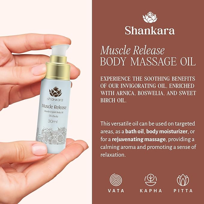 Shankara Body Massage Oil for Muscle Relief – All-Natural Body Oil with Arnica and Lavender Oil for Aromatic Massage Therapy – Warming Oil to Soothe Joints and Muscles (30 ml)
