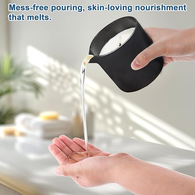 Soy Massage Oil Candle, 8.8OZ Low Temp Vanilla in Frosted Black Glass, Moisturizing Essential Oil Body Massage for Home & Spa, Skin Treatment Wax (Classic Vanilla)