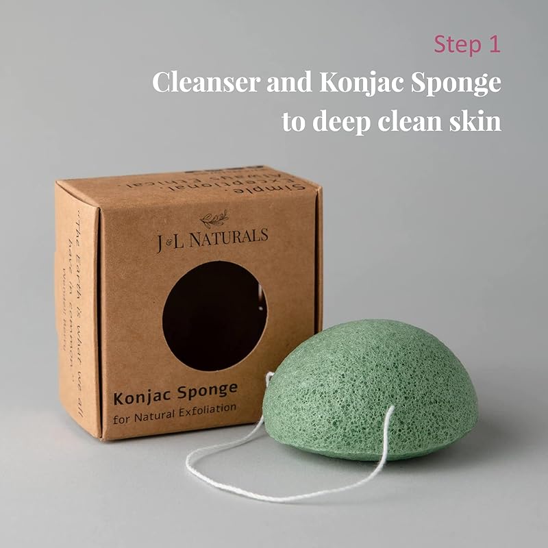 J&L Naturals Simple Skin Regimen Kit With Cleansing Bar, Face Salve, Konjac Sponge, Lip Balm | For Oily, Dry, Mature, and Combination Skin | Zero Waste (Calm (sensitive, acne-prone skin), Simple)