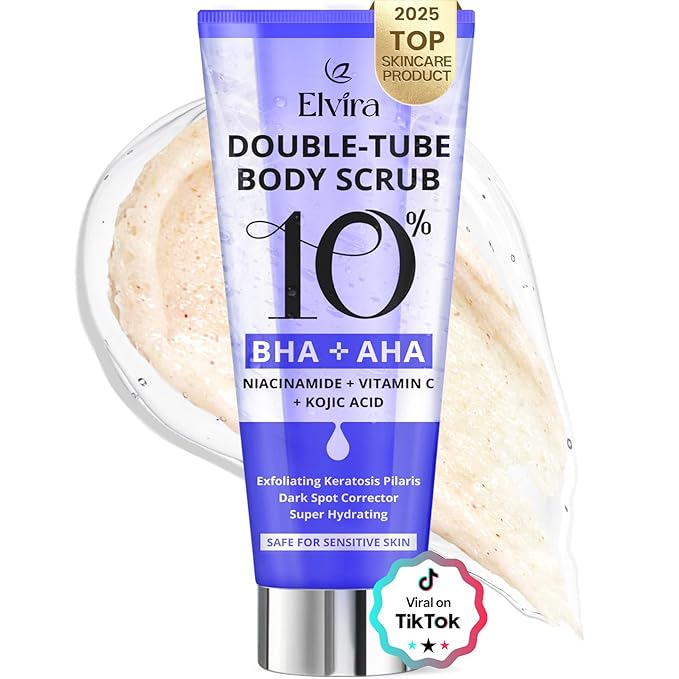 Elvira KP Bump Eraser Foot & Body Scrub, Exfoliating Scrub for Keratosis Pilaris, Smooth Skin with 10% AHA BHA & Niacinamide, Deep Moisturizing Cleanser for All Skin Types, Exfoliante para el Cuerpo