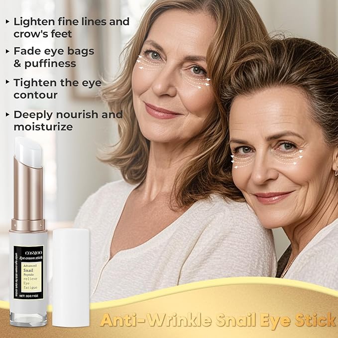 COSMOO Snail Peptide Advanced Under Eye Cream for Dark Circles, With Snail Mucin, Advanced Snail Eye Stick For Puffiness & Bags, Reduce Wrinkles, Fine Lines, Moisturizating Skin