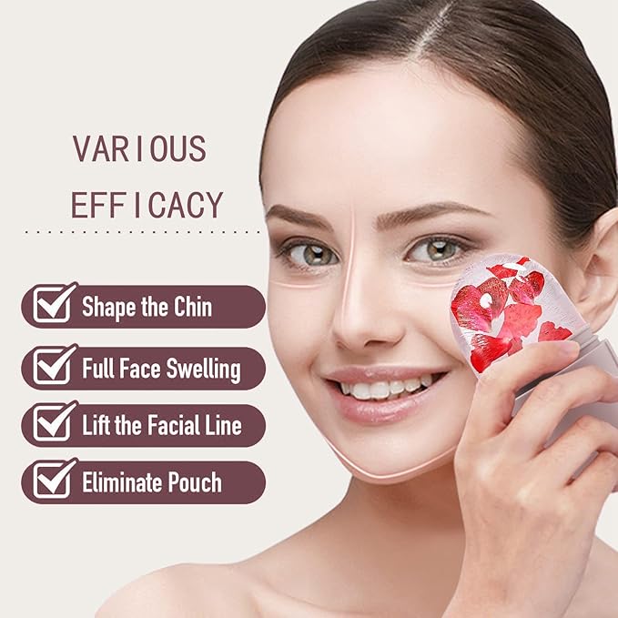 KOGITI Face Ice Roller & Mold - Beauty Facial Massage Tool for Puffiness Relief, Ice Cube Holder (Brush-Brown)