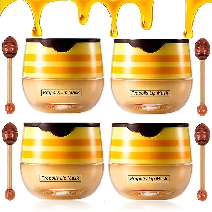 4PCS Nourishing Lip Balm Honey Pot,