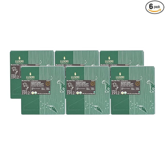 Luxmi Estates - Tale of Two Estates - Organic English Breakfast Tea 90 Tea Bags (15 ct x 6 Pack) | Made with Organic Darjeeling & Assam Tea from India | Smooth, Flavorful, Robust and Caffeinated