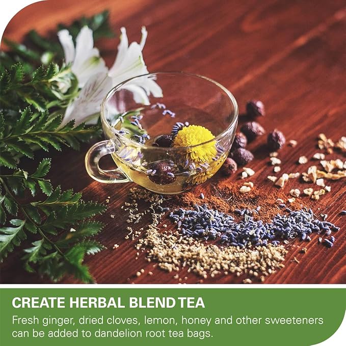 WT WEETEE Organic Dandelion Root Tea Bags, Pure Raw Dandelion Root 100 Count, Earthy & Refreshing Herbal Tea