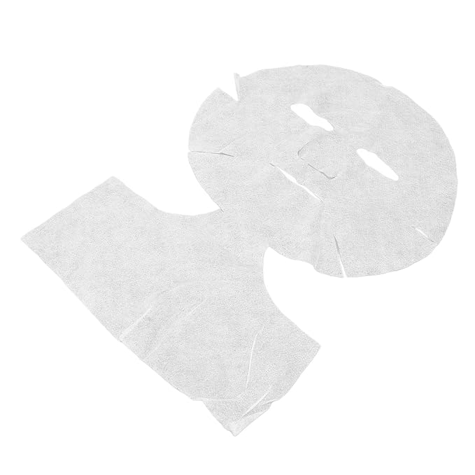 Brrnoo 50 Pcs Disposable White Silk Facial & Neck Mask Paper, Pre-Cut Facial Mask Sheets, Light Silk Material, Spa Skin Care