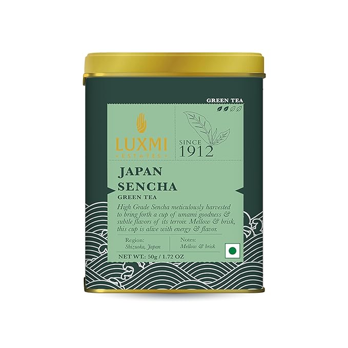 Luxmi Estates - Japanese Sencha Green Tea - 50g (25 cups) | Authentic Japanese Sencha Tea by First Leaves | Mild, Rich & Refreshing Premium Tea