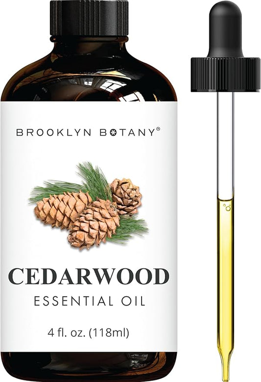 Brooklyn Botany Cedarwood Essential Oil - Huge 4 Fl Oz - 100% Pure and Natural - Premium Grade with Dropper - for Aromatherapy and Diffuser