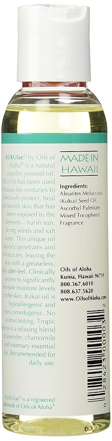 Oils of Aloha - Hawaii Kukui Nut Oil with Tropic Breeze Fragrance, 4 oz