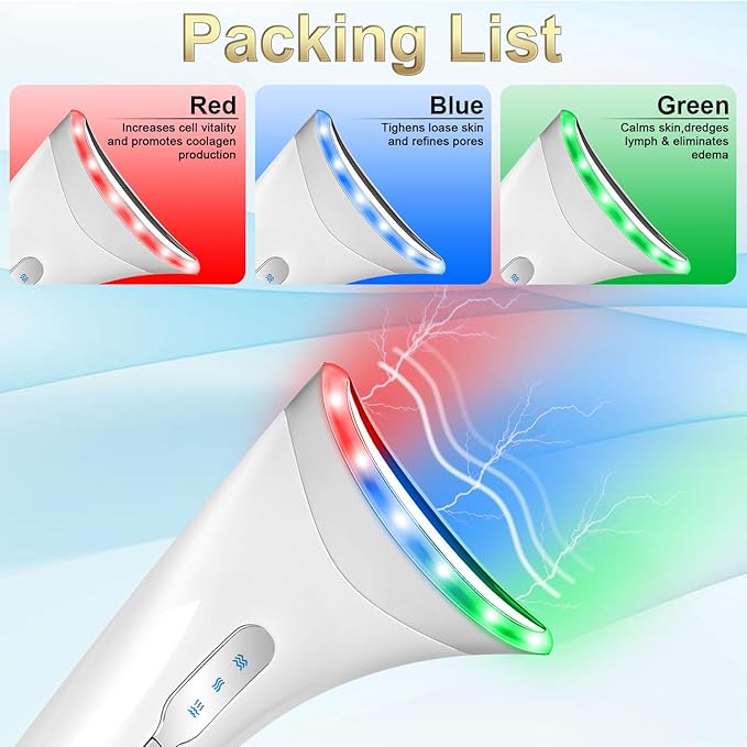 Face and Neck Massager,Multifunctional Facial Skin Care Tools,3 in 1 Facial Massager, and Vibration Technologies for Skin Care,Improve,Firm,Tightening and Smooth (White)