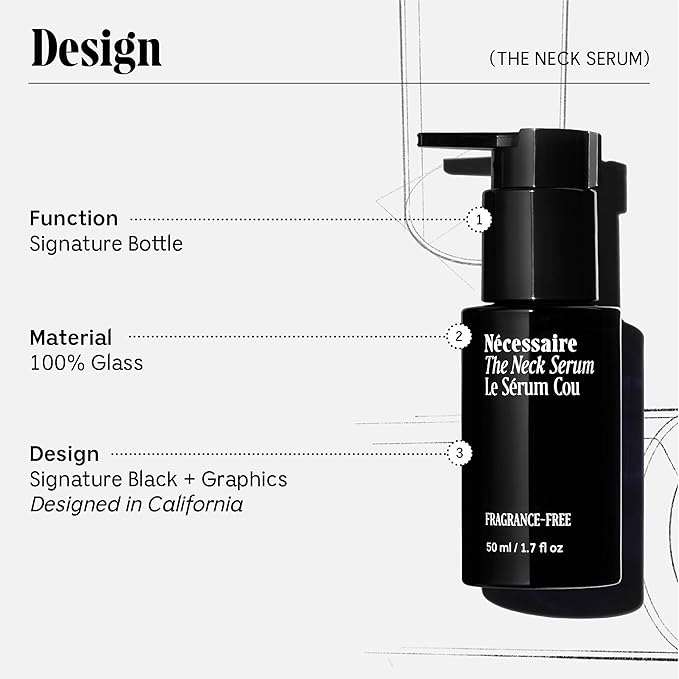 Nécessaire The Neck Serum. Fragrance-Free. 5 Peptides for Tech + Aged Neck. Skin Feels Firm, Looks Lifted. Hypoallergenic. Dermatologist-Tested. 50 ml