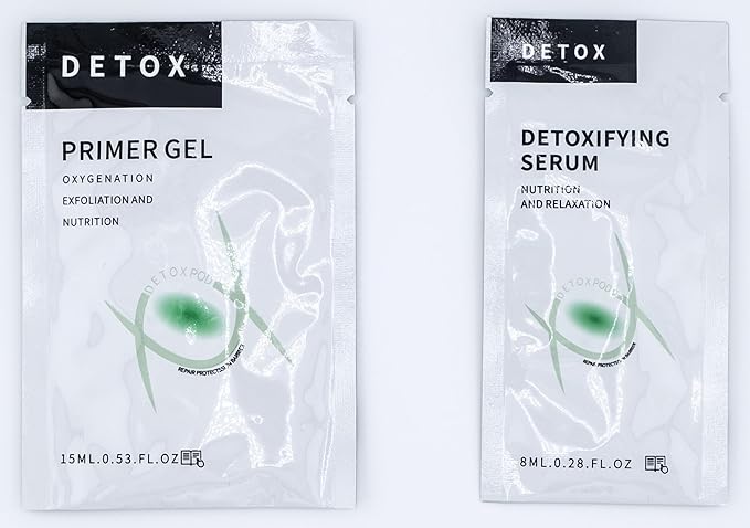Detox - OxyGeneo Oxygen Facial CO2 Therapy Machine, Geneo Type Pods, Home Facial, 6 Pods + 6 Primer Gel + 6 Detoxifying Serum After Treatment (NEW FORMULA less foam)