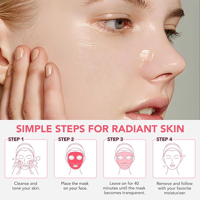 Deep Collagen Mask, 4pcs rich in nano-collagen vitality probiotics variety of anti-aging ingredients, Anti-Aging Hydrating Sleeping Mask including collagen, vitamin E, rose extract and more