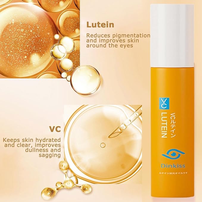 Dinkiss Lutein Eye Essence Oil - Lutein Eye Essence Oil, Lutein Eyes Vc Cream to Improve Eyes Bags Dark Circles (2pcs, 8ml/pcs)