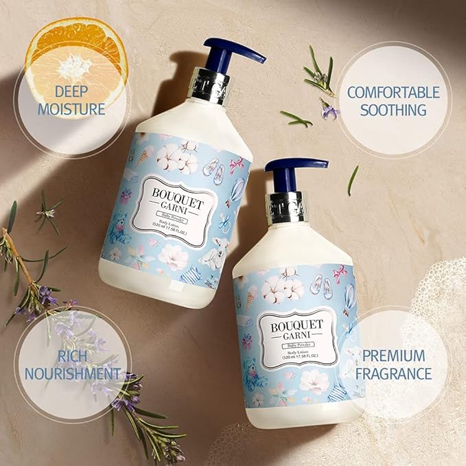 Bouquet Garni Body Lotion Baby Scent Fragrance - Long-lasting Moisture & Fragrance, Non Sticky Texture (Containing Shea Butter Rich in Vitamin A, C, E) - 17.6 oz