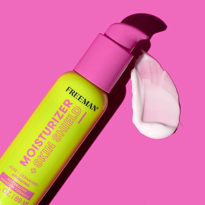 Freeman Moisturizer + Skin Shield, Lightweight Moisturizer, Infused With Aloe Vera & Ceramides To Protect Skin, Soothes & Calms, & Hydrates, Face Serum Relieves Dry Skin, 3 fl.oz./ 89 mL Bottle