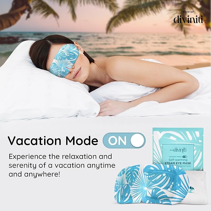 12-Pack Steam Eye Mask - Self Warming Heated Eye Mask for Dry Eyes, Up to 110F Degrees, Fast Soothing Relief - Puffy Eyes, Insomnia, Migraine - Stye Eye Treatment - Warm Compress for Eyes DiviniTi