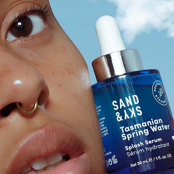 Sand & Sky Tasmanian Spring Water Hydrating Serum with Hyaluronic Acid & Probiotics - Fine Line Reducing Face Serum, Plumps Skin & Smooths Wrinkles, 1 fl oz