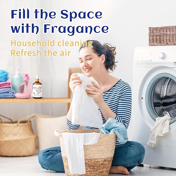 HIQILI Rose Essential Oil for Diffuser, Skin Care, Soap, Perfume & Candle Making - 3.38 Fl Oz