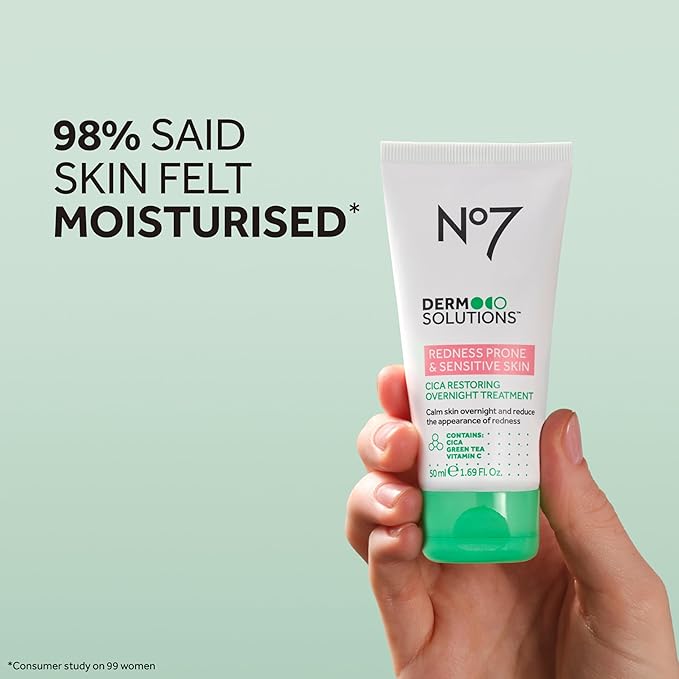 No7 Derm Solutions Skin Barrier Repair Night Cream & Redness Corrector for Face - CICA Restoring Overnight Treatment - Hydrates, Calms & Soothes - For Sensitive, Redness-Prone Skin (1.7 Fl Oz)