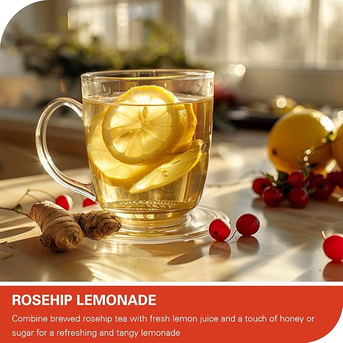 WT WEETEE Organic Rosehips Tea Bags, Made with 100% Natural & Pure Crushed Rose Hips, Natural Caffeine-free Herbal Tea 2g x 100 Counts