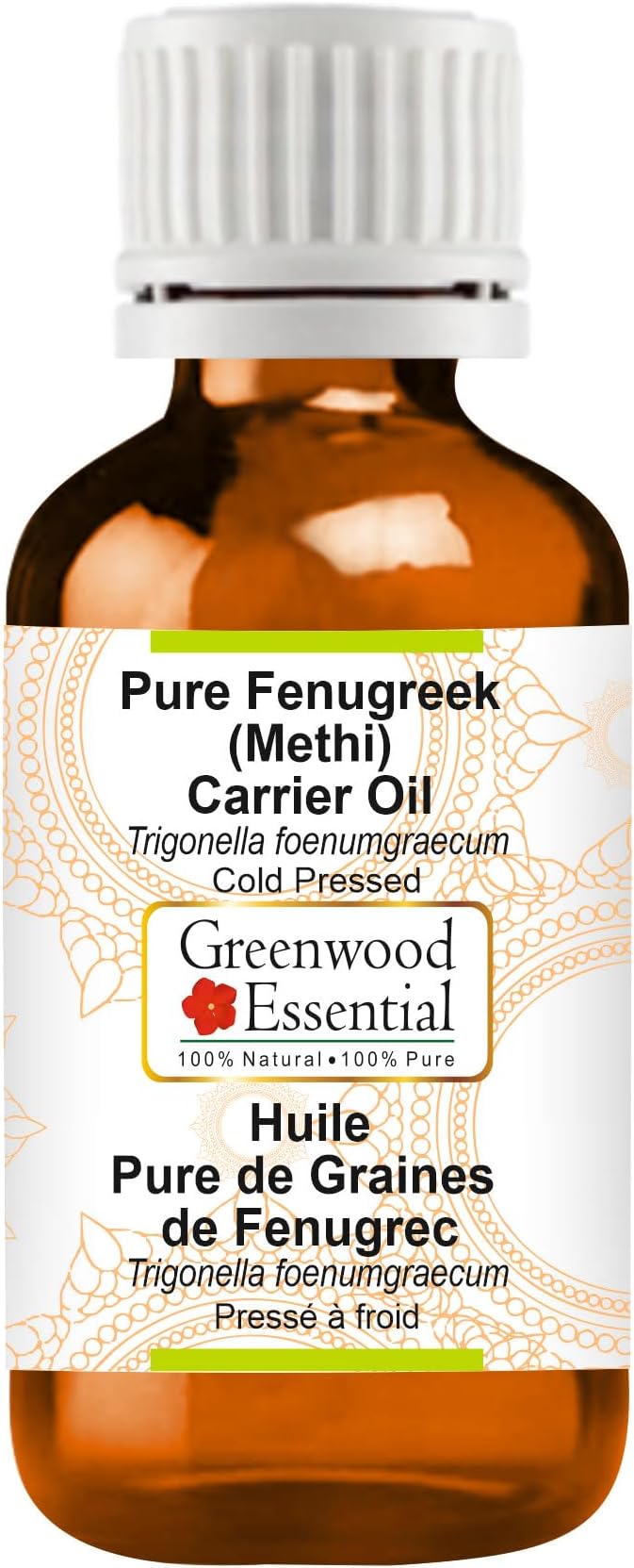 Pure Fenugreek (Methi) Carrier Oil (Trigonella foenumgraecum) Cold Pressed 100ml (3.38 oz)