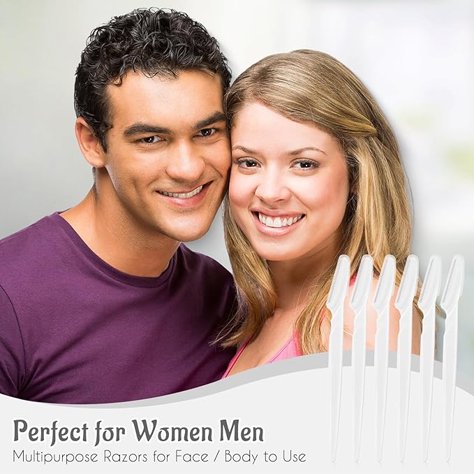 16 Pcs White Eyebrow Razor, Face Razors Multipurpose, Facial Razors for Women Men, Eyebrow Trimmers Shaver with Protective Cover, Dermaplaning Tools for Face Body Use, Facial Hair Removal Tools