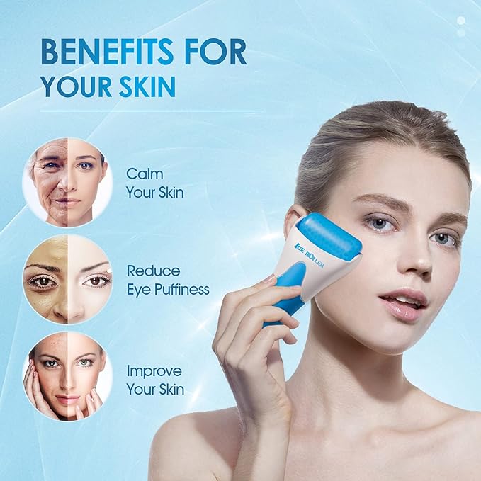 3-in-1 Natural Stone Jade Roller and Gua Sha Set for Face and Eye Ice Roller Facial Cooling Massage Roller