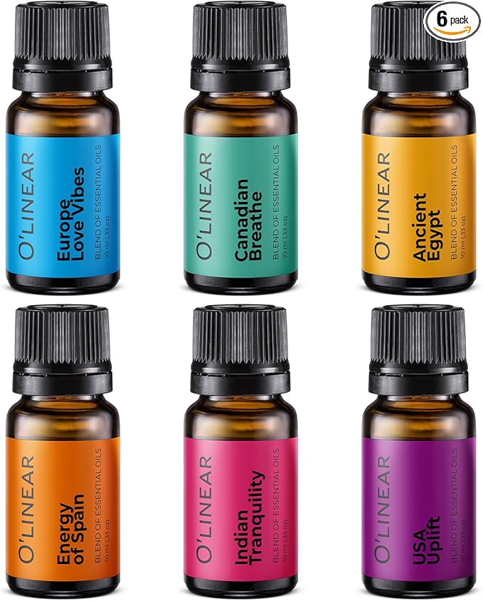 Scent of Adventure Essential Oils Set 6 Aromatherapy Diffuser Blends for Home Office Humidifier Car Fresheners Premium Grade Relaxation Scented Oil Diffuser Refill Essentials Pack Christmas Gift Set