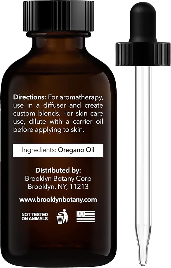 Brooklyn Botany Oregano Essential Oil – 100% Pure and Natural – Premium Grade Oil with Dropper - for Aromatherapy and Diffuser - 1 Fl Oz