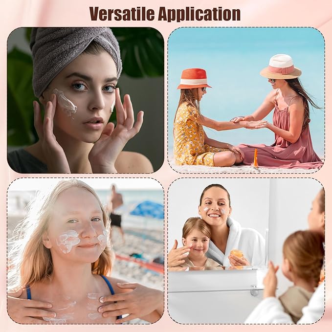 3pcs Sunscreen Applicator Set, Sun Lotion Applicator Portable Sun Cream Brush Practical Rose Gold Sunscreen Brush with Cleaning Mat Travel Size Sunblock Applicator for Kids Adults Families