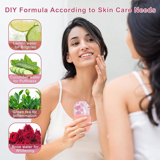 Ice Facial Roller Ice Massage Cup for Face Eye Cold Massage (Pink)