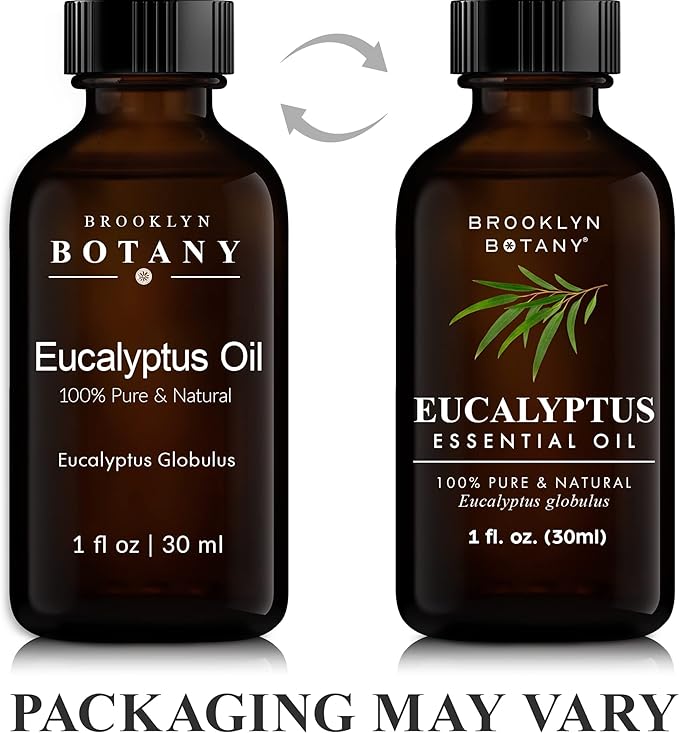 Brooklyn Botany Eucalyptus Essential Oil – 100% Pure and Natural – Premium Grade Oil with Dropper - for Aromatherapy and Diffuser - 1 Fl Oz