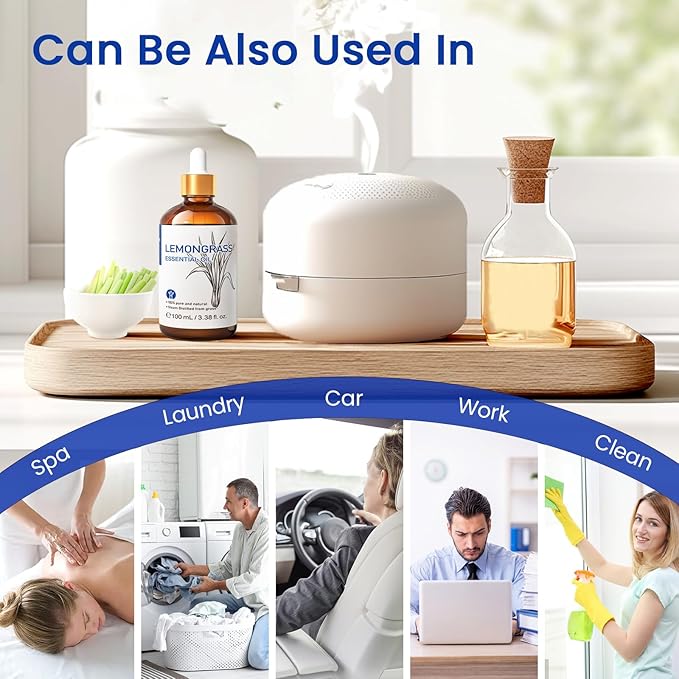 HIQILI Lemongrass Essential Oil, 100% Pure Natural Undiluted Premium Oils - 3.38 Fl. Oz