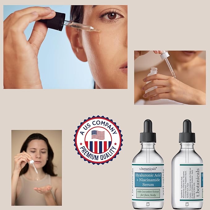 Pure Hyaluronic Acid and Niacinamide Serum with Cucumber Extract 2/4/8 oz. Minimize Pores Helps to Eliminate Fine Lines Plumping Anti-Aging Face Skin Intense Hydrating and Moisturizing (4 oz.)