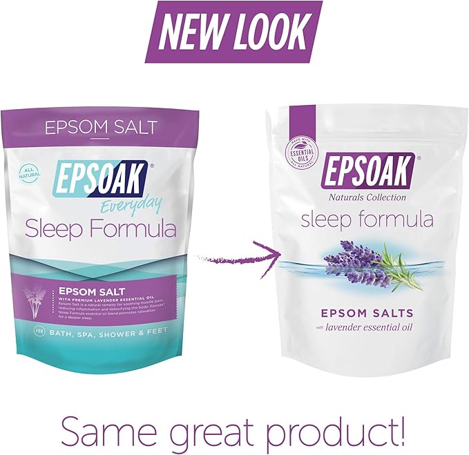 Epsoak Epsom Salt 6 lb. Magnesium Sulfate USP. (Qty. 3 x 2lb. Bag), Lavender Sleep Formula, Resealable Epsom Salt Bag, Made in The USA, Cruelty-Free Certified