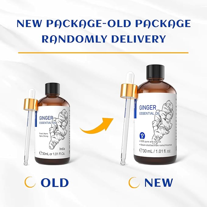 HIQILI 1 Fl Oz Ginger Oil, 100% Pure Natural Ginger Essential Oil for Hair, Massage, Skin - 30ml