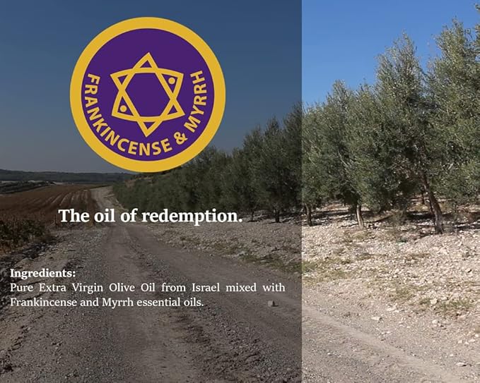 Frankincense and Myrrh Anointing Oil from Israel, Holy Spiritual Oils Bottles from Jerusalem Blessed, Handmade with Natural Ingredients and Blessed for Wedding Ceremony, Religious Use, 8.45 Fl Oz