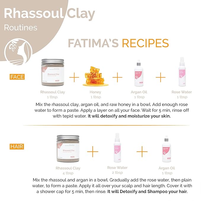 Fatima's Garden Rhassoul Clay with Herbs - Detox Facial Powder, 250g