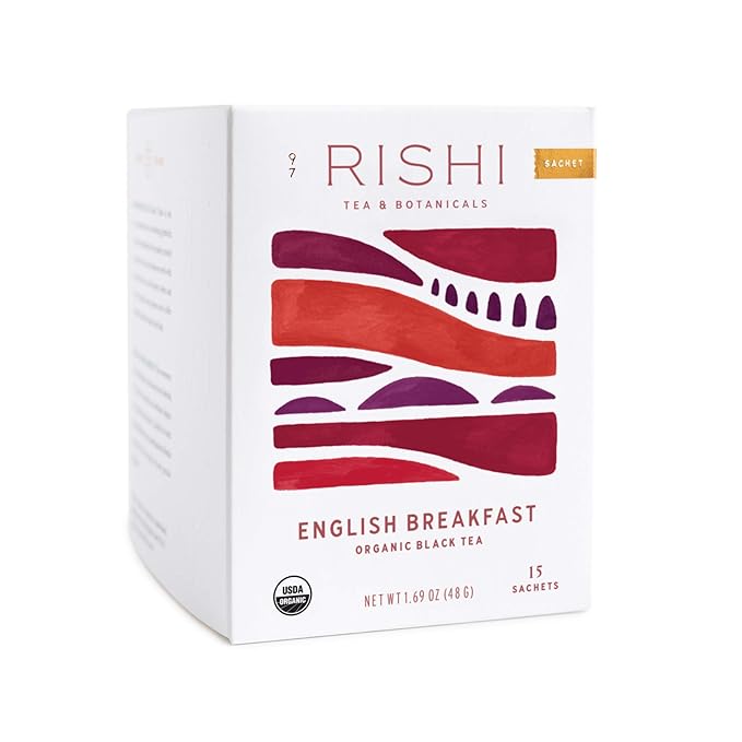 Rishi Tea English Breakfast Tea - Organic Sachet Tea Bags, Energizing & Caffeinated Pure Black Tea, Ideal for Hot or Iced Tea - 15 Count (Pack of 1)
