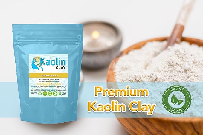 Pure Kaolin Clay - 100% Natural | 1.1 pounds (500g) | Smooth and Silky Texture, Easy Mixing, Perfect for Face, Body, and Bathbombs…