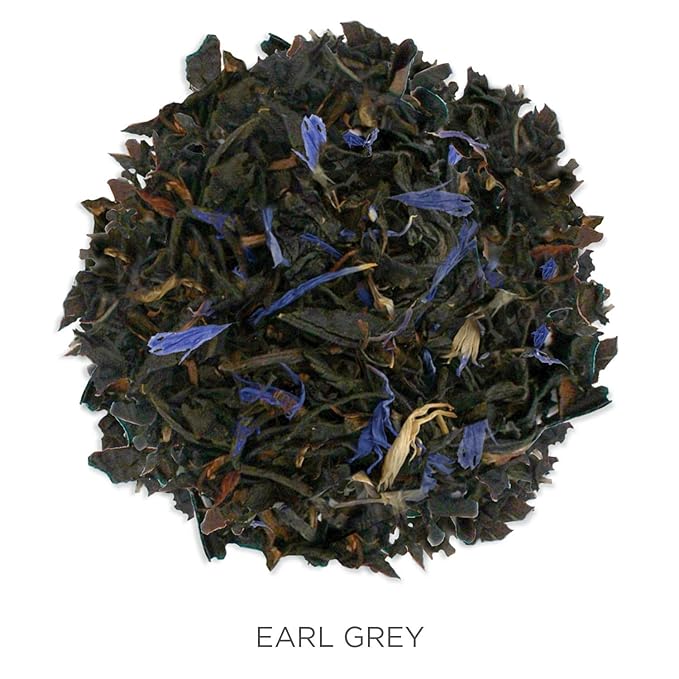 Tea Forte Earl Grey Premium Organic Loose Leaf Caffeinated Black Tea Blend Canister, Makes 35-50 Cups, Tea Gifts for Mother's Day