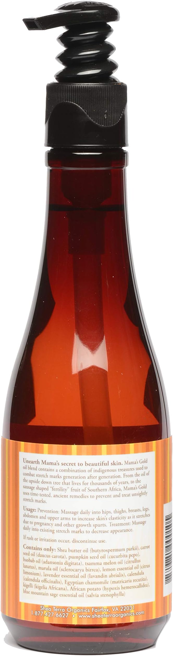 Shea Terra Organics Mama and Baby Collection | Mama’s Gold Stretch Mark Wonder Oil| Non Toxic All Natural Maternity & Postpartum Belly Oil for Stretch Marks Prevention & Cellular Skin Repair – 8oz