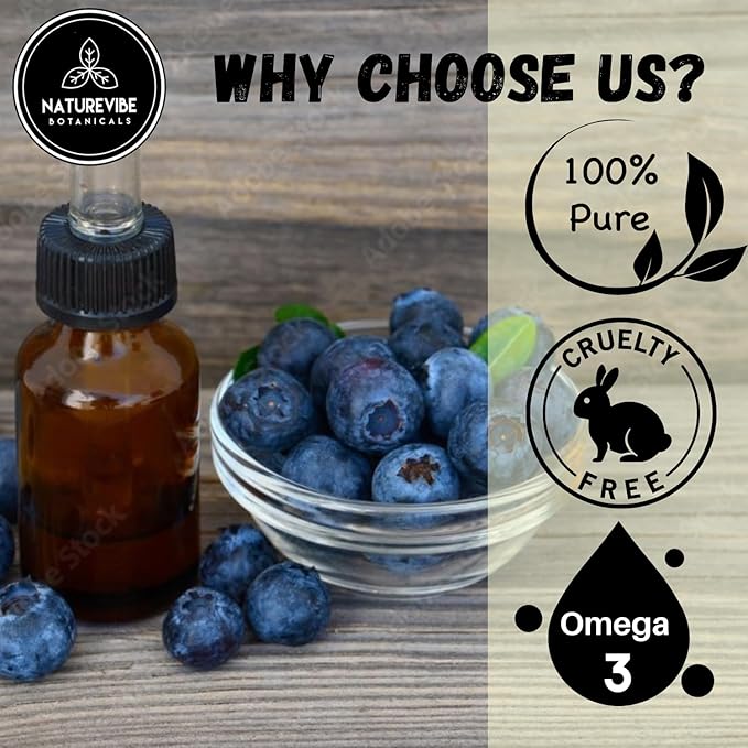 Naturevibe Botanicals Blueberry Oil 32 Ounces | 100% Pure and Natural | Great for Skin Care and Hair Care