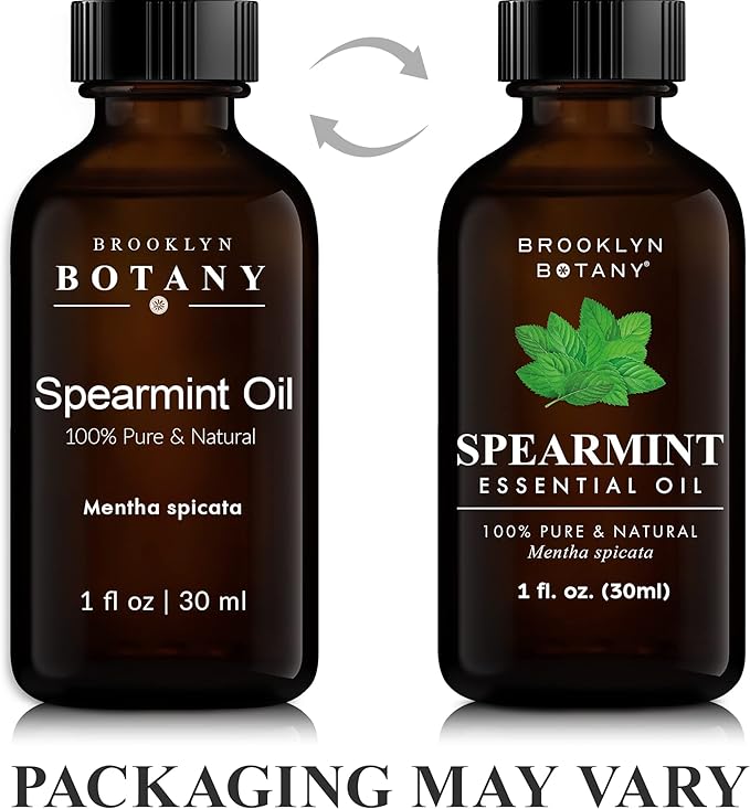 Brooklyn Botany Spearmint Essential Oil – 100% Pure and Natural – Premium Grade Oil with Dropper - for Aromatherapy and Diffuser - 1 Fl Oz