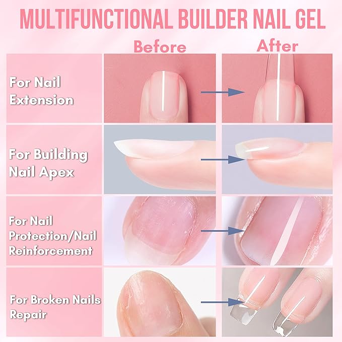 Makartt 3Pcs Cuticle Oil Pen Nail Care Set, Nail Cuticle Revitalizer Oil 5ML Nail Repair Bundle Builder Nail Gel 15ml 5 in 1 Multifunctional Clear Gel Nail Polish