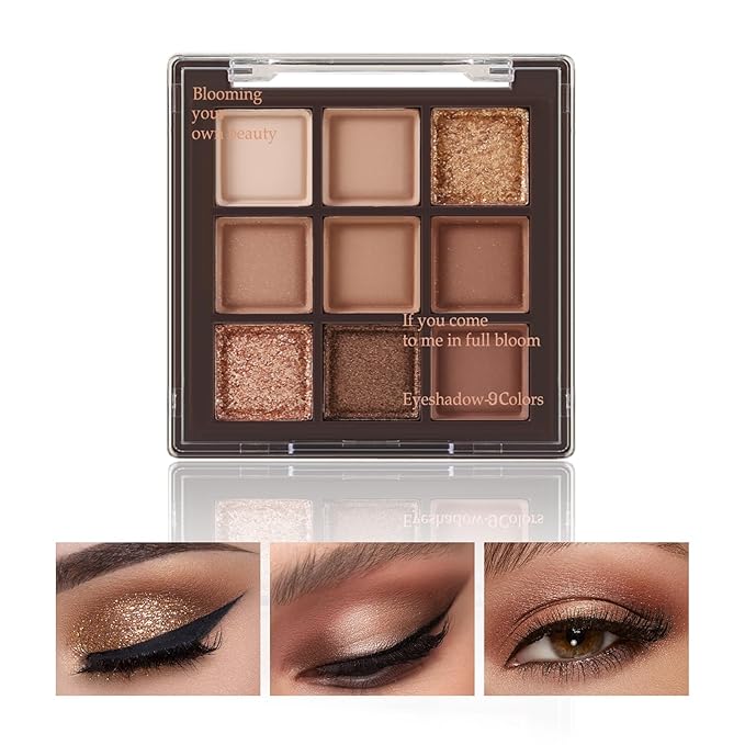 Boobeen Nude Eyeshadow Palette - Matte and Shimmer Makeup, Highly Pigmented Creamy Eye Shadow Powder, Create a Neutral Eye Look, Long Wearing