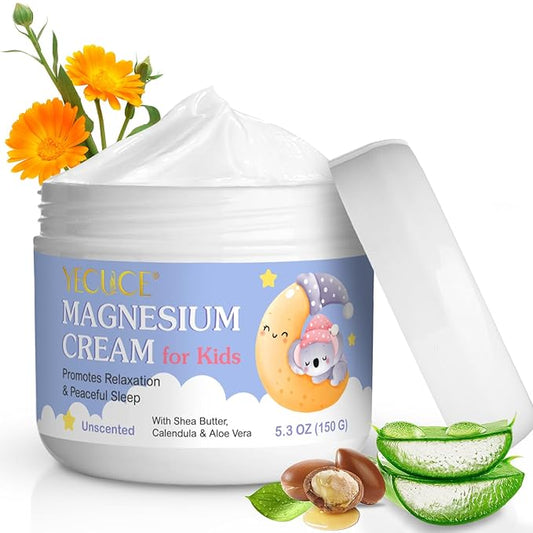 Magnesium Lotion for Kids, Magnesium Cream for Kids, Nourishes Skin, Soothing Relief & Relaxation, Improve Sleep, Magnesium Lotion for Sleep with Calendula, Aloe Vera And Shea Butter 5.3 oz